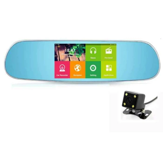 صورة-مرآة سيارة اندرويد مزودة بشاشة ملاحة 