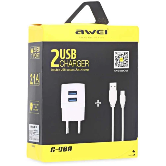 صورة-شاحن جوال اصلي منزلي لهواتف الاندرويد من awel 