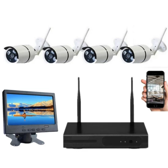 صورة-4 كاميرات مراقبة لاسلكية مع شاشة HD