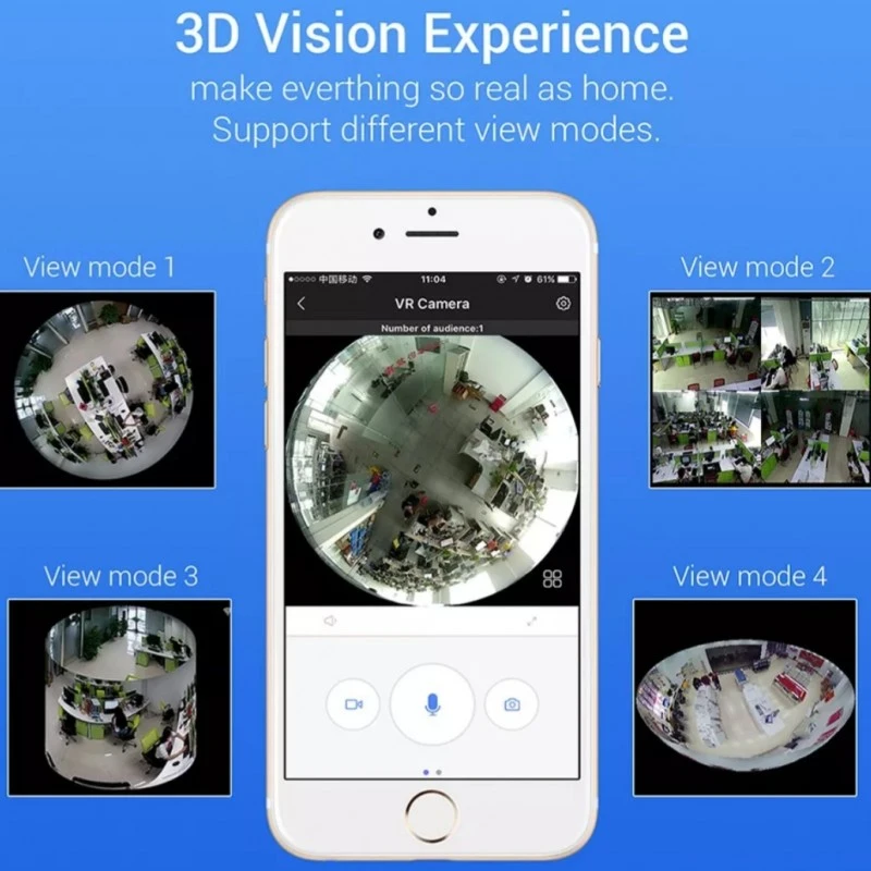 اصغر كاميرا مراقبة بتقنية VR مشاهدة كامل الموقع 360 درجة