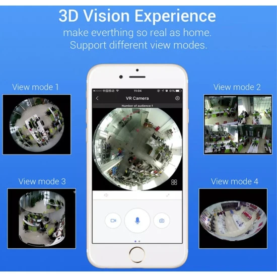 صورة-اصغر كاميرا مراقبة بتقنية VR مشاهدة كامل الموقع 360 درجة