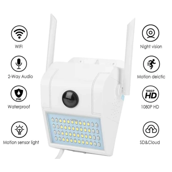 صورة-كاميرا مراقبة خارجية مزودة بكشاف ليد